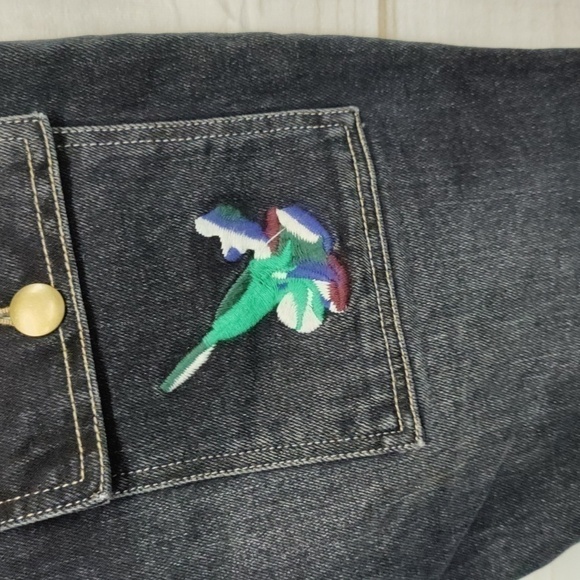 CYNTHIA Rowley Embellished Kick Flare Dark Wash Cargo Jeans, Size 0 - Picture 10 of 15